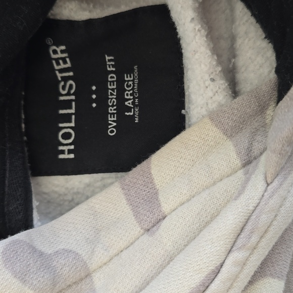 Hollister Hooded Sweatshirt Camouflage Oversized Gray Size Large - Picture 13 of 14